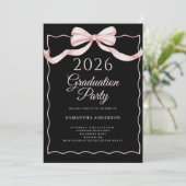 Pink Coquette Bow 2026 Graduation Party 招待状 (スタンド正面)