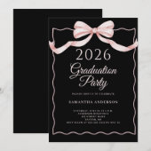 Pink Coquette Bow 2026 Graduation Party 招待状 (正面/裏面)
