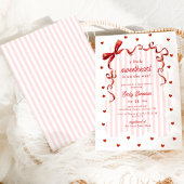 Pink Coquette Bow A Little Sweetheart Baby Shower 招待状