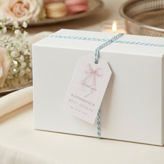 Pink Coquette Bow Baby Shower ギフトタグ