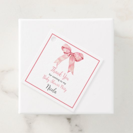 Pink Coquette Bow Baby Shower フェイバータグ (インサイチュ)