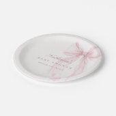 Pink Coquette Bow Baby Shower ペーパープレート (アングル)