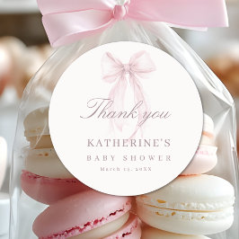 Pink Coquette Bow Baby Shower ラウンドシール
