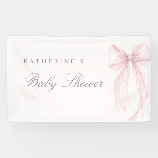 Pink Coquette Bow Baby Shower 横断幕 (横)