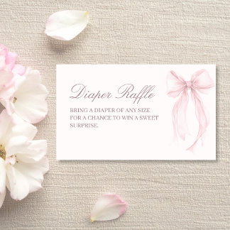 Pink Coquette Bow Baby Shower Diaper Raffle エンクロージャーカード