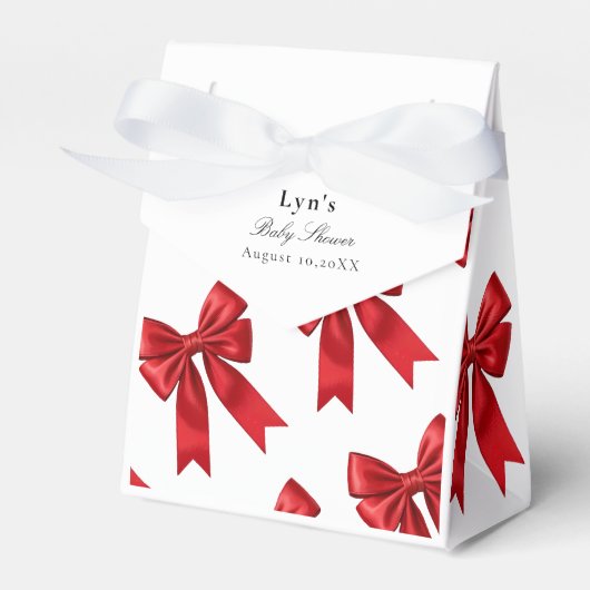 Pink Coquette Bow Baby Shower Favor Box フェイバーボックス (正面サイド)