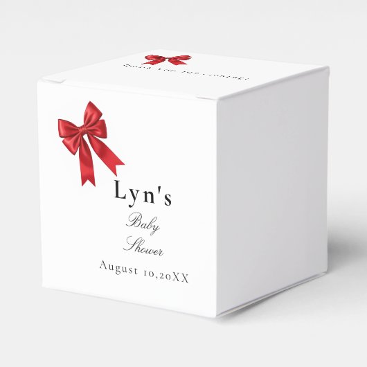 Pink Coquette Bow Baby Shower Favor Box フェイバーボックス (正面サイド)