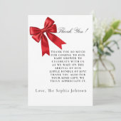 Pink Coquette Bow Baby Shower Flat Thank You Card サンキューカード (スタンド正面)