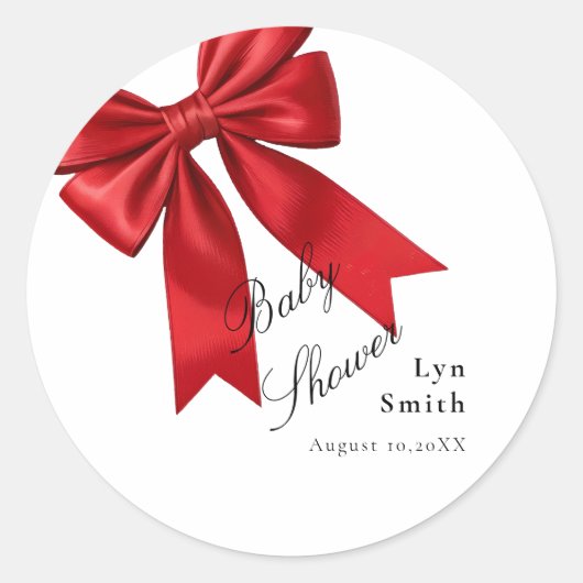 Pink Coquette Bow Baby Shower Girl Sticker ラウンドシール (正面)