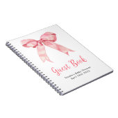 Pink Coquette Bow Baby Shower Guest Book ノートブック (右側)