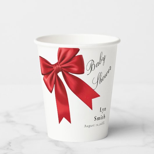 Pink Coquette Bow Baby Shower Paper Cup 紙コップ (裏面)