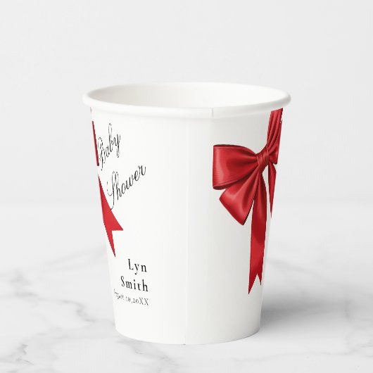 Pink Coquette Bow Baby Shower Paper Cup 紙コップ (右)