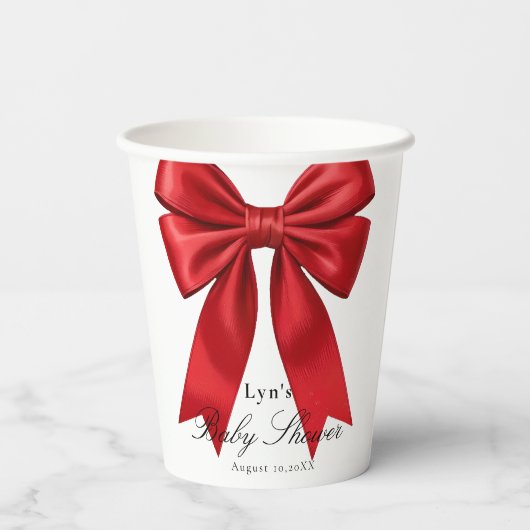Pink Coquette Bow Baby Shower Paper Cup 紙コップ (裏面)