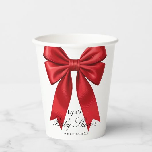Pink Coquette Bow Baby Shower Paper Cup 紙コップ (正面)