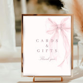 Pink Coquette Bow Baby Shower Tabletop Sign ポスター