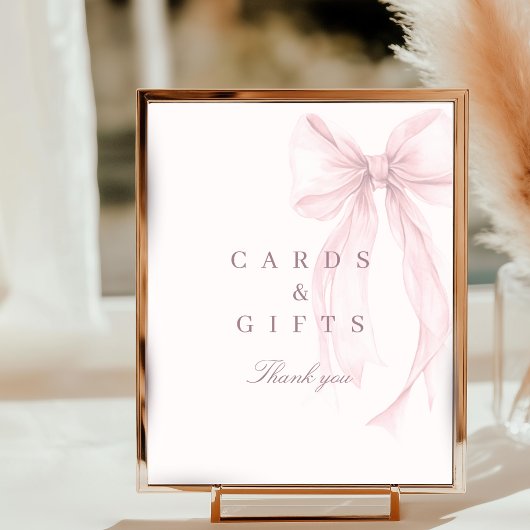 Pink Coquette Bow Baby Shower Tabletop Sign ポスター
