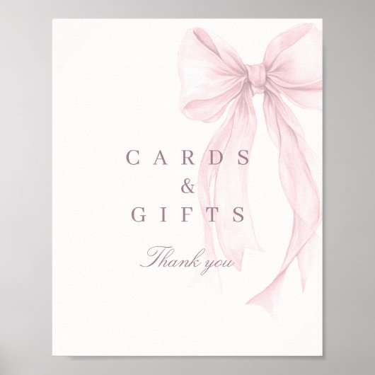 Pink Coquette Bow Baby Shower Tabletop Sign ポスター (正面)