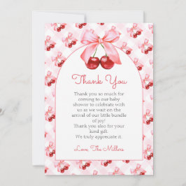 Pink Coquette Bow Baby Shower Thank You Card サンキューカード