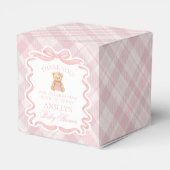 Pink Coquette Bow Bear Baby Shower Favor Box フェイバーボックス (裏面サイド)