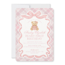 Pink Coquette Bow Bear Beary First Birthday