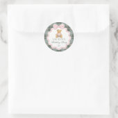 Pink Coquette Bow Bear Birthday Envelope Seal ラウンドシール (バッグ)