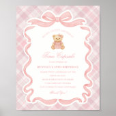 Pink Coquette Bow Bear Birthday Time Capsule ポスター (正面)