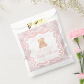 Pink Coquette Bow Bear Plaid Baby Shower Dessert フェイバーバッグ (封をした状態)