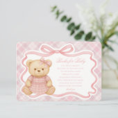 Pink Coquette Bow Bear Plaid Books for Baby Card エンクロージャーカード (スタンド正面)
