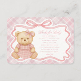 Pink Coquette Bow Bear Plaid Books for Baby Card エンクロージャーカード