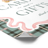 Pink Coquette Bow Bear Plaid Cards & Gifts ポスター (角)