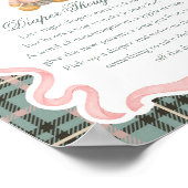 Pink Coquette Bow Bear Plaid Diaper Thoughts ポスター (角)
