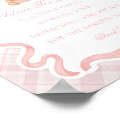 Pink Coquette Bow Bear Shower Advice for Baby ポスター (角)