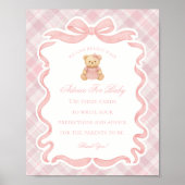 Pink Coquette Bow Bear Shower Advice for Baby ポスター (正面)