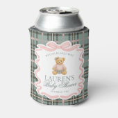 Pink Coquette Bow Bear Tartan Baby Shower Favor 缶クーラー (缶裏面)