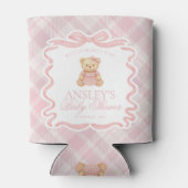 Pink Coquette Bow Bear Tartan Baby Shower Favor 缶クーラー (裏面)