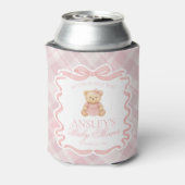 Pink Coquette Bow Bear Tartan Baby Shower Favor 缶クーラー (缶裏面)