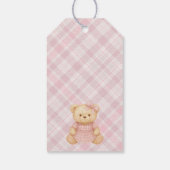 Pink Coquette Bow Bear Tartan Baby Shower Favors ギフトタグ (裏面)