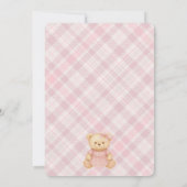 Pink Coquette Bow Bear Tartan Plaid Baby Shower 招待状 (裏面)