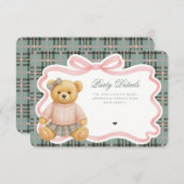 Pink Coquette Bow Bear Tartan Plaid Details Card エンクロージャーカード (正面/裏面)