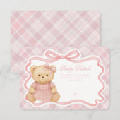 Pink Coquette Bow Bear Tartan Plaid Details Card エンクロージャーカード (正面/裏面)