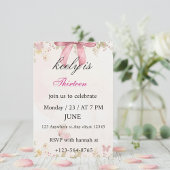 Pink Coquette Bow Birthday Invitation サンキューカード