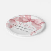 Pink Coquette Bow Birthday Party ペーパープレート (アングル)