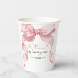 Pink Coquette Bow Birthday Party 紙コップ