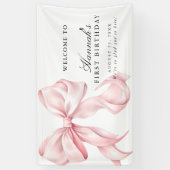 Pink Coquette Bow Birthday Party Welcome Sign 横断幕 (縦)