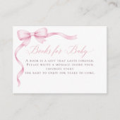 Pink Coquette Bow Books for Baby Shower エンクロージャーカード (正面)