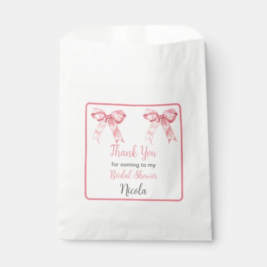 Pink Coquette Bow Bridal Shower フェイバーバッグ (正面)