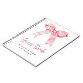 Pink Coquette Bow Bridal Shower Guest Book ノートブック (左側)