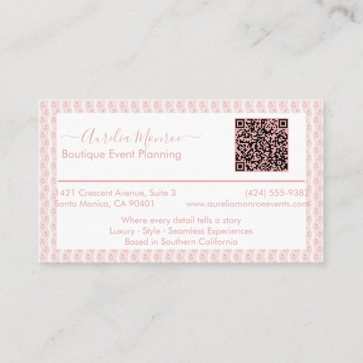Pink Coquette Bow Business 名刺 (裏面)