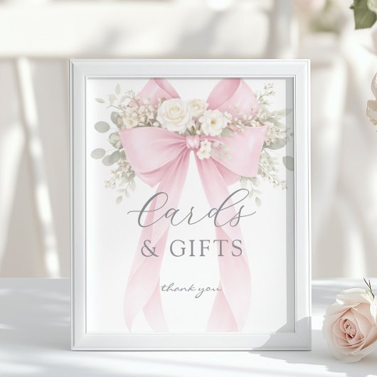 Pink Coquette Bow Cards and gifts Eucalyptus ポスター