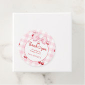 Pink Coquette Bow Cherry Birthday Party Thank You フェイバータグ (インサイチュ)